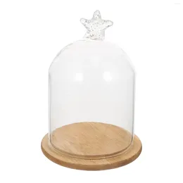Decorative Flowers Glass Cover Display Flower Cheese Cake Dome Pan Food Preserved Micro Landscape