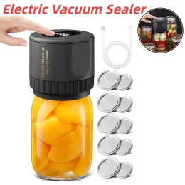 Machines Electric Mason Jar Vacuum Sealer Automatic Jar Vacuum Sealer Kit Cordless Storage Can Vacuum Seal Pump with Mason Jar Lids