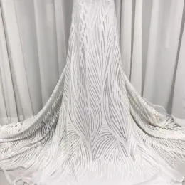 Tessuto in pizzo africano con paillettes, maglie di tulle, ricami, tessuti da sposa nuziale, lacci di alta qualità, nero e oro, moda