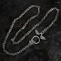 Collane a ciondolo Design originale 925 Collana in argento sterling La collana da uomo retrò di tendenza hip hop hop rocciosa catena di moto