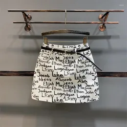 Scherma di denim Summer Spring Skirt Women Ladies Letters Graffit Stampa Young High Street Party