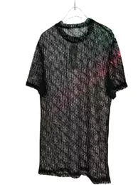 Designer Mens Womens Seethrough T Shirts Luxurys Summer Lace 3C Print Letter French Fashion Tshirt Tees Street Short Sleeve T5744210