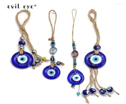 Keychains EYE Braided Rope Glass Blue Turkish Evil Beads Pendant Wall Hanging Handmade Desoration For Home Living Room Car BE259Ke9850587