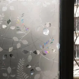 Fensteraufkleber WXSHSH GLAS 3D Laser Bunte Blatt dekorative Filmaufkleber Privatsphäre für Toilettenpartitionstattachter