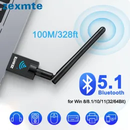 Adaptrar/donglar Zexmte 100m Bluetooth 5.1 Adapter för Windows 11/10/8 USB Bluetooth 5.0 Dongle Mottagare Sändare för högtalarmusmusik 2st