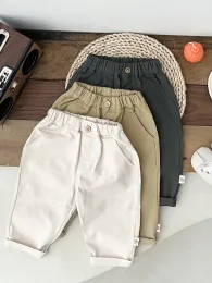 Calça 2023 outono novo bebê calça casual crianças sólidas calça calças de meninas sólidas meninas de harém calças infantis calças esticadas roupas de criança