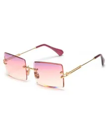 Sunglasses Trending Women Men Small Narrow Tint Lens Fashion Rimless Rectangle Pink Blue Yellow Square Eyewear Shade FML7985609