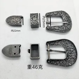 1Sets Carved Pattern Metal Pin Buckle For Belt Women Men Leather Crafts DIY Buckles 16/20/25/28/30mm Antique Silver
