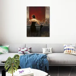 Modern Figure Woman Canvas Art Evening Lounge Handgjorda oljemålning Contemporary Artwork Cafe Bar Pub Home Decor Hög kvalitet