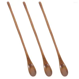 Geschirrssätze 3 PCs Langhandle Kaffeelöffel Holzlöffel Löffel Japaner Salatserver serviert