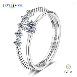 Ringos de cluster JewePisode 3mm Moissanite Ring Conjunto 925 Sterling Silver 0.1ct D Cor 3Ex Cut Bands Engagement Pass Diamond Test Teste