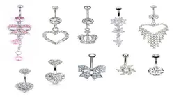 10Pcs Dangle Belly Button Rings Kit Fashionable Stainless Steel Navel Barbells CZ Body Piercing Jewellery For Women4582921