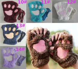 Женщины y плюшевые перчатки модные девочки зимние перчатки лапы перчатки сцены исполнение Prop милая кошачья кошачья перчатка DA0649100290