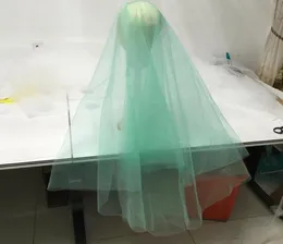 Mint Green Fingertip Bridal Veils Customized Soft Nylon Tulle Wedding Veil Raw Cut 70quot Diameter Two Layer Circle Veil With Co2184010