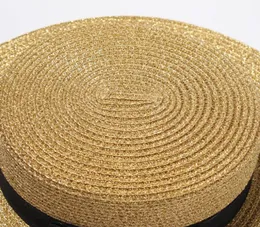 Fashionwoven genişlikli şapka altın metal arı moda geniş saman kapağı parentchild flattop vizör dokuma saman hat4896966
