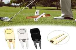Magnetic Golf Cigar Holder Golf Divot Tool Magnet Foldable Putting Fork Pitch Groove Cleaner Accessory6744625