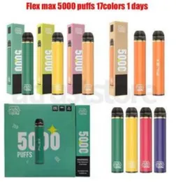 스마트 배터리 프리미엄 vape 펜 원래 Flex Maxi 5000 퍼프 850mah12ml 프리 필링 장치 일회용 전자 담배 승인 17 맛 퍼프 토네이도