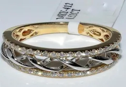 Wszechstronny pierścionek Women039s Wyciągnięte 18 -karatowe złoto podzielone na luksus Twocolor z streamerem i Diamond4069328843450