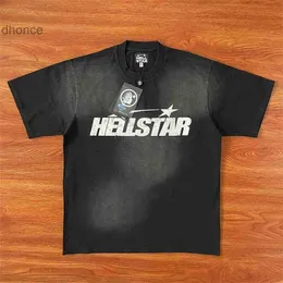 NEUE HELLSTAR Studios Herren und Frauen große Baumwolle kurzärmelige T-Shirts High Street T-Shirt Rapper Wash grau schweres Handwerk Unisex Kurzarm Smlxl