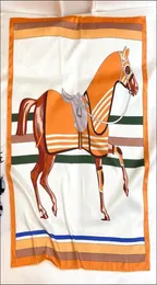 Horse Print Seidenschal handgerollte Kanten Damen Satin -Schals Quadrat 90x90 Designerkopfschal für Frauen 90cm1510160