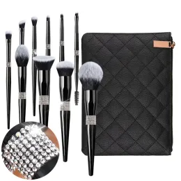 Shadow 10pcs/Set Awgle Makeup Brushs Black Set Professional Foundation Blush Shine Eyeshy Leash Brow Contair Beauty Make Up Brash