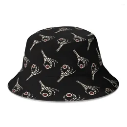 Berets Hand Holding Eyeball On Black Background Terror Skull Bucket Hat For Women Men Teenager Foldable Bob Fishing Hats Panama Cap