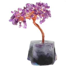 Dekorativa blommor Amethyst Tree Statue Decor Crystal Ornament Desktop Stone