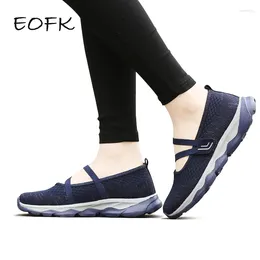 Casual Shoes EOFK Women Flats Woman Sneakers Fabric Hoop & Loop Soft Flat Comfy Ladies Mary Janes Summer Round Toe