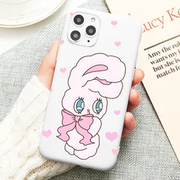 iPhone 14 1111 13 Mini Pro XS Max 8 7 6 6S Plus XR Solid Candy Color Case 용 한국 에스더 버니 귀여운 전화 케이스