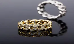 Simple Fashion Men Women Ring Gold Silver Bling Cz Diamond Cuban Chain Ring for Men Domenne Gioielli Gioielli 7763175