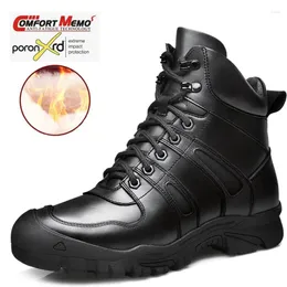 Fitness Sapne Shoes Caminham de couro de vaca Men's Botas de caça respirável do deserto Tactical Combat Momen Militar Mulheres tênis negros neve