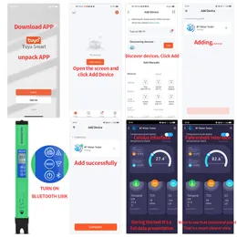 5 I 1 Vattenkvalitetstestare Pen Digital EC TDS Salt SG Temp Ph -testare Bluetooth App Control för dricksvattenlaboratorium Pool