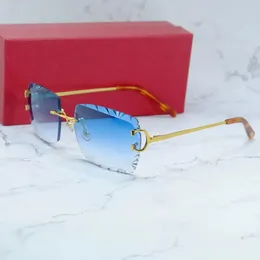 2024 Diamond Cut Glasses Sunglasses e mulheres elegantes arame C Designer de luxo Carter Sol Glasses Driving Shorts ao ar livre Proteja os óculos Gafas de Sol