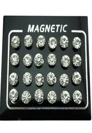 Stud REGELIN 12 Pairlot 4567mm Round Crystal Rhinestone Magnet Earring Puck Women Mens Magnetic Fake Ear Plug Jewelry3114892