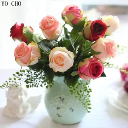 Decorative Flowers Artificial Roses Christmas Decorations For Home Pearl Bridal Silk Peony Weddding Party Decor Arrangement Decoration