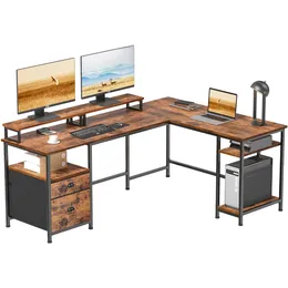 Supporto Per Monitor In Legno Con Ripiano Organizer - 2 Livelli - Alza Monitor Per Scrivania, PC, Laptop - Nero - Ripiano Portaoggetti E Tastiera