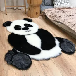 Tappeti tappeti con stampa panda area di pelliccia morbida imitazione animale moquette cartoni animati decorazioni per la casa tappeti da letto
