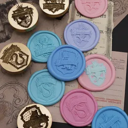 3D -geprägter Laser -Gravur Wachs Seal Stamp Magic Film Ein Kupferkopf -Zaubererschule Owl Messenger Umschläge Einladungen Geschenk