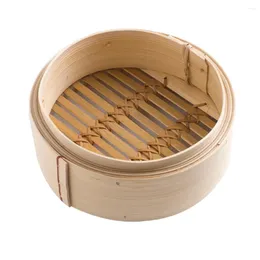 Caldeiras duplas 2 pcs bandeja de vapor de 8 polegadas Vaporers de bambu 2pcs Ferramentas de cozinha com capa Lotus Folher arroz
