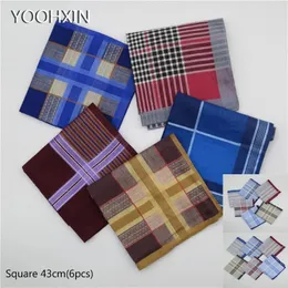 6PCS 43cm High quality printed cotton men handkerchief Square male stripe Towel pocket scarf handkerchiefs washcloth hand towel 240401