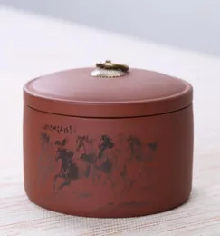 スパイス用の紫色の粘土キッチンパッケージングボックス乾燥ナッツキャディタンクレトロセラミックキャニスターシールジャーポットCRE6147975