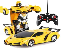 Nuovo RC Transformer 2 in 1 RC Auto Driver Sports Cars Drive Transformation Robot Models Remote Control Car Fighting Toy Gift Y27761192