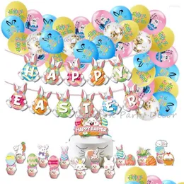 Party Decoration Happy Easter Decorations Set Balloons Banner Hanging Swirl Decor Boy Girl Toys Home Globos Drop Delivery Garden Fes Dhfaa