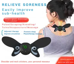 Bärbar mini Cervical Electric Neck Massager gör och tillbaka när som helst var som helst Stimulator Stickers7947941