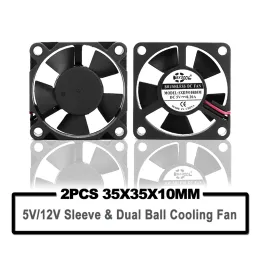 Охлаждение 2pcs Sxdool 5V 12V 35 мм 35x35x10 мм 3510 двойной шаровой охлаждающий вентилятор 2pin Cooler PC