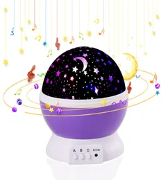 Projector infantil Música Night Light Projector Spin Starry Star Master Kids Baby Sleep Romântico LED LED USB LAMP6910104