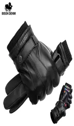 Bison Denim Men039s echte Lederhandschuhe Touchscreen -Handschuhe für Männer Winter warme Fäustlinge Vollfinger Handschuhe plus Samt S7774731