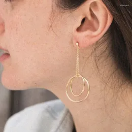Hoop -Ohrringe Koreanische Mode für Frauen Statement Edelstahl Geometrische Goldfarbe hängend Großhandel Schmuck