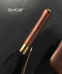 Olycat Luxury Mental Legno Mustine Ombrello 112 cm grandi uomini lunghi ombrelli neri 16 costole per pioggia anticarono ombrelli paraguas regali 213410701