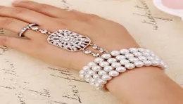 New Wedding Bridal Party Prom Jewelry Crystal Rhinestones Diamonds Bracelet With Ring Wristband Bracelet9279434